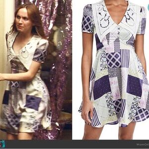 Olivia Rubin Purple Patchwork Quilt Mini Dress Size 10